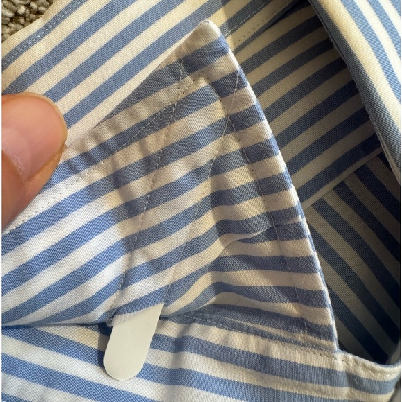 Brooks Brothers slim fit non iron blue white stripe button down. 16 x 33 - Picture 2 of 6